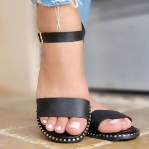 Chic Black Women's Sandals with Studded Detail